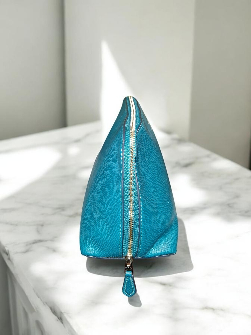 Coach Teal Leather Zip Pouch - Picture 3 of 6